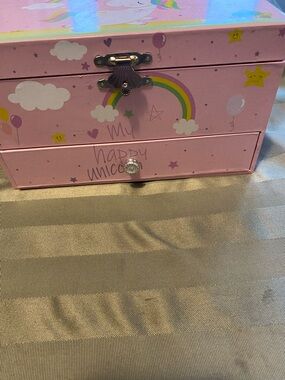 Vintage Pink "My Happy Unicorn" Musical Jewelry Box with Ballerina